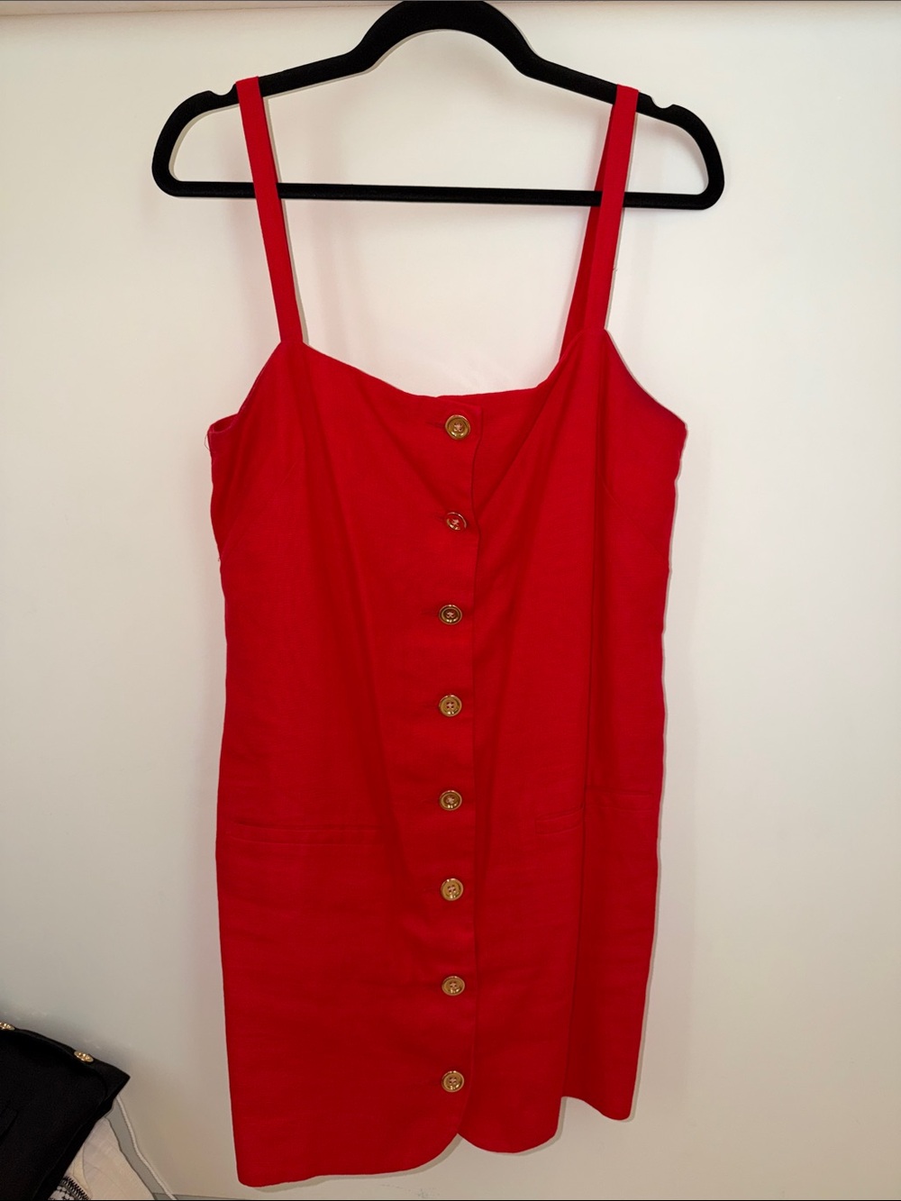 J. Crew Red Button-Front Linen Mini Dress size small